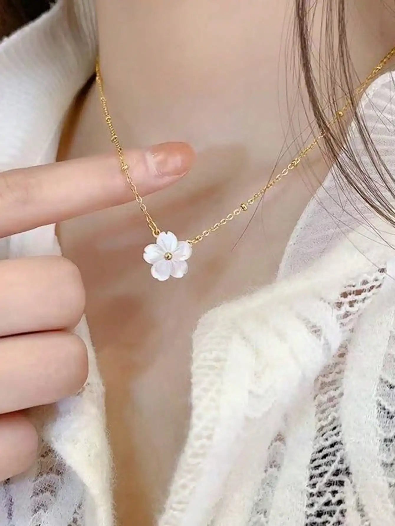 Golden Blossom Floral Necklace – Floral Collection.